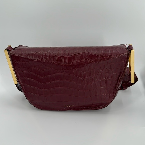 DeMellier Burgundy croc effect Bergen Bag crossbody - Picture 3 of 12